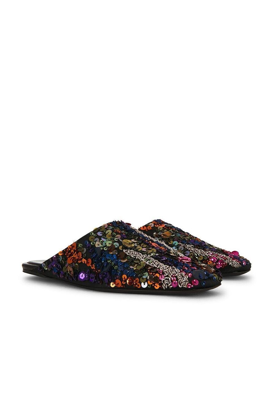 Dries Van Noten Mule in Orange colorful sequins flat slipper
